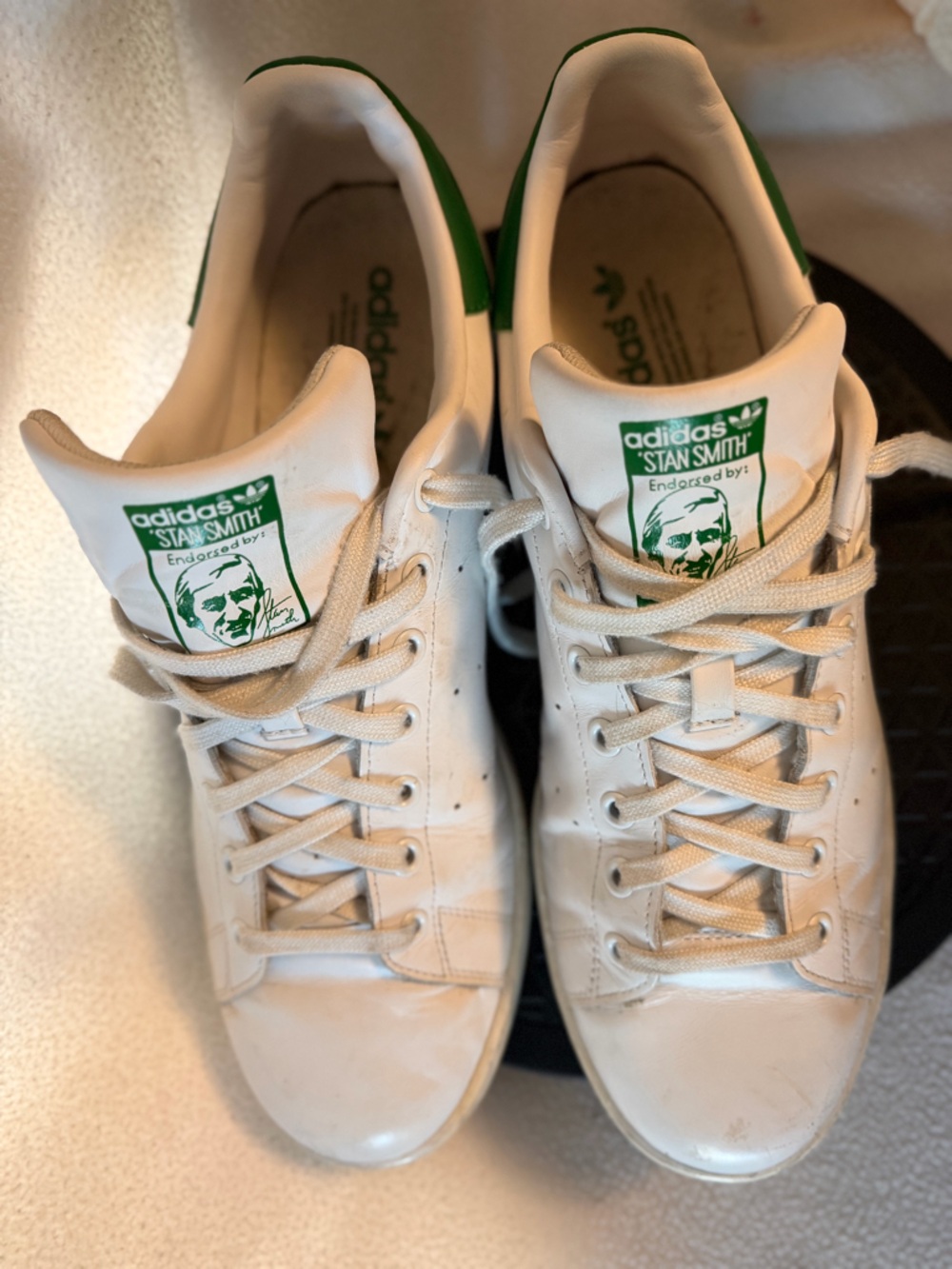 Adidas Stan Smith White and Green Low-Top Sneakers sz 13 - Picture 7 of 8